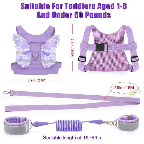Toddlers Leash + Anti Lost Wrist Link Child Kids Safety Harness Kids Walking Wristband Assistant Strap Belt for Girl Pink Christmas Gift - Jamouz