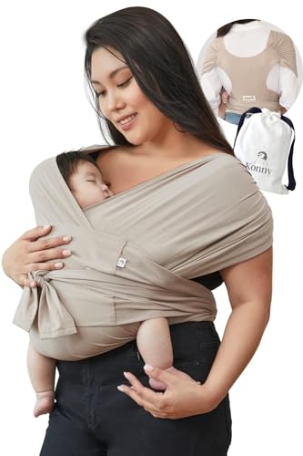 Konny Original Baby Carrier SoftBreeze Luxury Carrier Wrap, Easy to Wear Baby Wrap Carrier, Perfect Essentials Cloths for Newborn Babies up to 44 lbs, (Wine Dot, XXL) - Jamouz