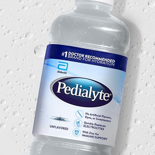 Pedialyte Electrolyte Solution, Unflavored, Hydration Drink, 33.8 Fl Oz. (Pack of 4) - Jamouz