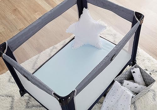 TL Care 2 Pack Fitted Pack N Play Playard Sheet 27' x 39', Soft Breathable Neutral 100% Cotton Jersey Pack and Play Sheet, Gray Star/Gray Zigzag, for Boys and Girls, Fits Most Mini Crib - Jamouz