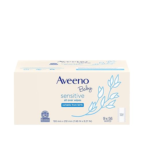 Aveeno Baby Sensitive All Over Wipes with Aloe & Natural Oat Extract for Face, Bottom, Hands & Body, pH-Balanced, Hypoallergenic, Fragrance-, Phenoxyethanol- & Alcohol-Free, 64 ct - Jamouz