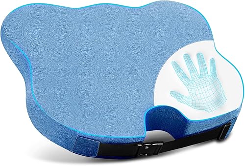 Wedge Shaped Seat Cushion for Car/Office Chair/Desk Chair Long Sitting- Soft Memory Foam Seat Cushion for Pain Relief,Blue - Jamouz