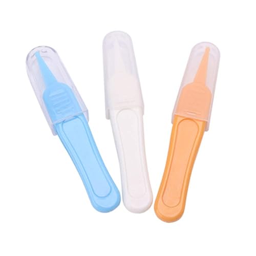 Baby Care Tweezers Portable Newborn Safety Care Ear Nose Navel Cleaning Plastic Tweezers Safety Forceps Set of 3 (3Pc) - Jamouz