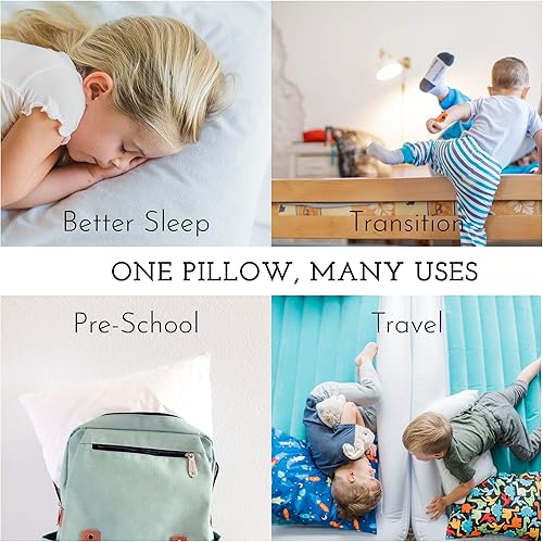 Little Sleepy Head Toddler Pillow for Kids (13 x 18) Bundle with Cozy White 100% Cotton Toddler Pillowcase - 2 Items - Jamouz
