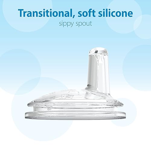 Dr. Brown's Milestones Wide-Neck Sippy Spout Bottle with 100% Silicone Handles, Easy-Grip Handles with Soft Sippy Spout, 9oz/270mL, Green & Gray, 2-Pack, 6m+ - Jamouz