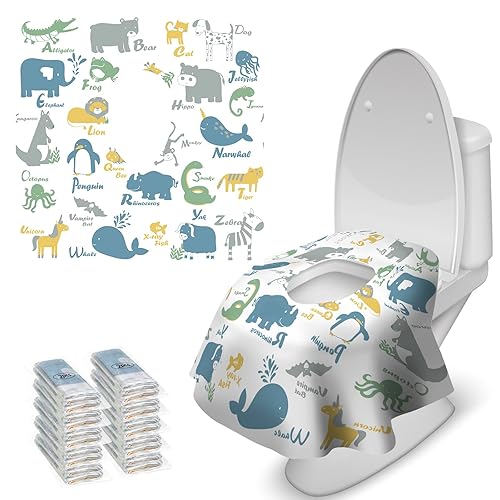 Blissful Diary 20 Pcs Toilet Seat Covers Disposable for Toddlers & Adults, Extra Large Waterproof, Portable Package for Travel, Kids Potty Training - Jamouz