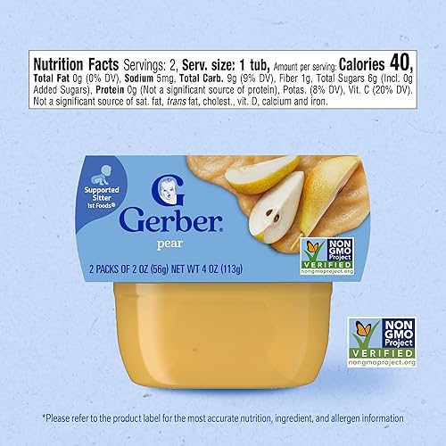 Gerber 1st Foods Baby Food, Prune Puree, Natural & Non-GMO, 2 Ounce Tubs, 2-Pack (Pack of 8) - Jamouz
