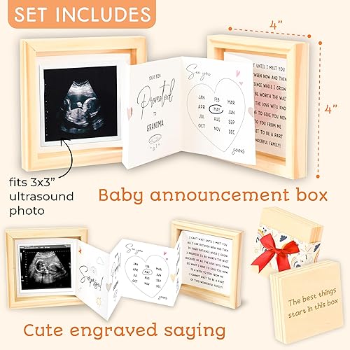 Pregnancy Announcement for Grandma - Surprise Grandma Baby Announcement Box, Promoted To Grandma Gift 2024, Ultrasound Picture Frame Grandma Pregnancy Reveal, New Baby Announcements Ideas - Jamouz