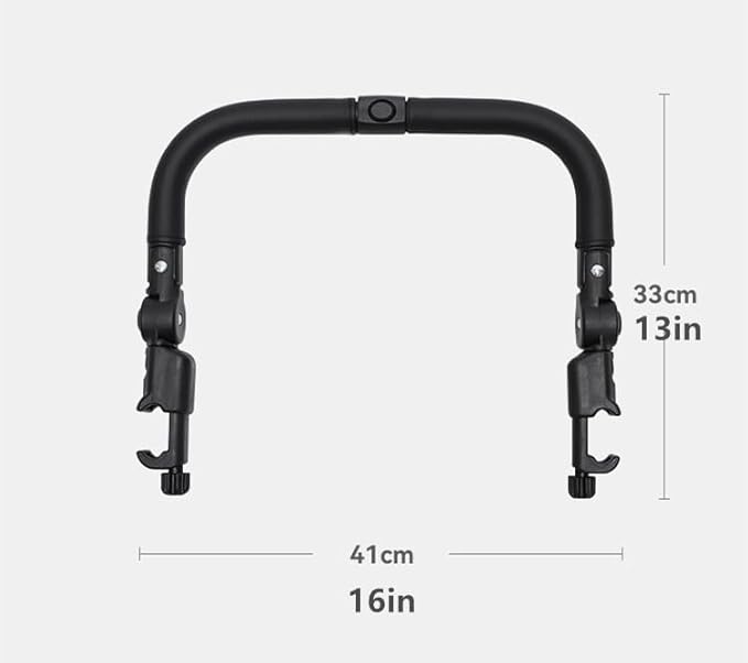 Stroller Bumper Bar Adjustable Angle Replacement Armrest Detachable Stroller Bar Handlebar Crossbar Stroller Accessory Dual-Mode Open with Black Smooth Leather Cover - Jamouz