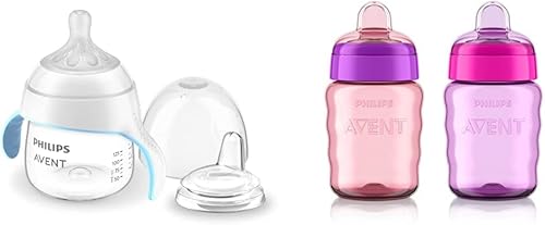 Philips Avent Natural Trainer Cup with Extra Fast Flow Natural Response Nipple (Flow 5) and Soft Spout, 5oz, SCF263/01 - Jamouz