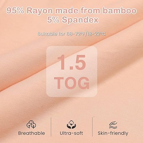 Rayon Made from Bamboo Toddler Sleep Sack with Feet, 1.5 TOG Sleeveless Toddler Sleep Sack, 2-Way Zipper - Jamouz