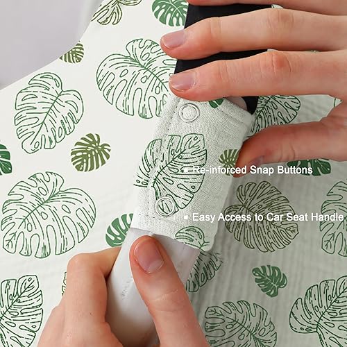 100% Muslin Cotton Car Seat Cover Baby, Carseat Canopy Cover, Universal Fit Stroller Covers for Boys and Girls (Roman Green) - Jamouz