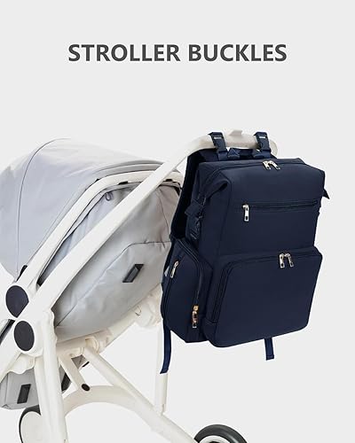 CEI-CEI Neoprene Diaper Bag Backpack with Changing Pad, Large Newborn Baby Maternity Bags Travel Tote with Insulated Pockets (Black) - Jamouz