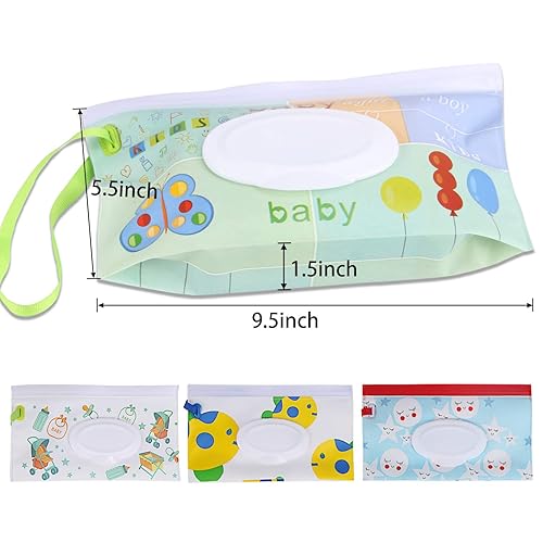 FEBSNOW 4 Pack Baby Wipe Dispenser, Portable Refillable Wipe Holder, Baby Wipes Container, Wipe Dispenser, Reusable Travel Wet Wipe Pouch (Geometric) - Jamouz