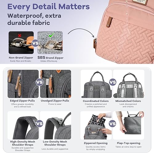 RUVALINO Diaper Bag Backpack, Multifunction Travel Pack Maternity Baby Changing Bags, Large Capacity, Waterproof, Black - Jamouz