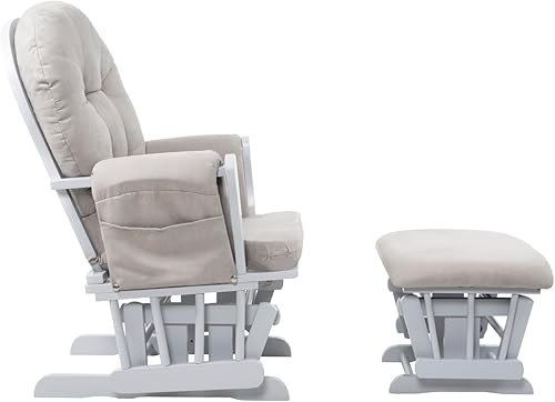 Brisbane Nursery Glider & Ottoman Sets, Glider Recliner Nursery Rocking Chair, Nursery Glider Rocker with Ottoman, Reclining Gliders & Chairs for Breastfeeding, Maternity, Napping, Espresso/Cream - Jamouz
