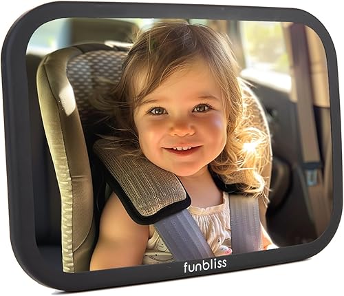 funbliss Baby Car Mirror Safely Monitor Infant Child in Rear Facing Car Seat,Car Mirror Baby Rear Facing Seat，No Assembly Required, Safer，Best Newborn Car Seat Accessories, Shatterproof - Jamouz