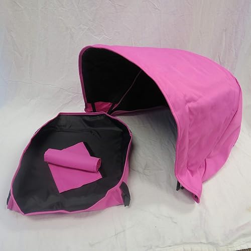 Pink Sun Shade Canopy with Wires and Under Seat Storage Basket Plus Free Handle Bar Covers for Bugaboo Cameleon 1, 2, 3, & Frog Baby Child Strollers - Jamouz