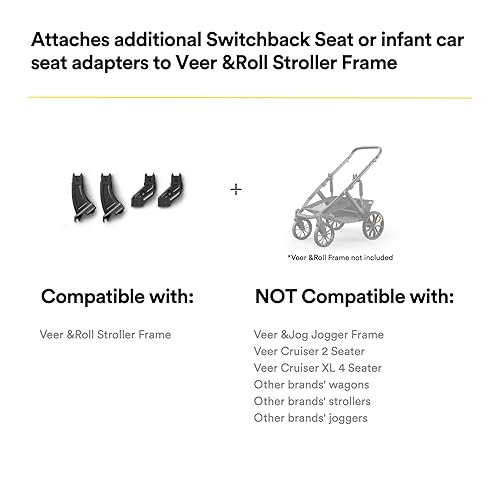 Veer Switchback Second Seat Adapter Kit | Easily Add an Additional Switchback Seat, Bassinet, or Infant Car Seat (with Adapters Sold Separately) to The &Roll Stroller Frame - Jamouz