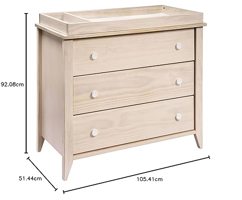 Babyletto Sprout 3-Drawer Changer Dresser with Removable Changing Tray in Chestnut and Natural, Greenguard Gold Certified - Jamouz