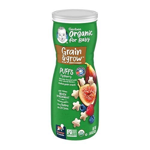 Gerber Baby Snacks, Organic Puffs, Peach, Baby Food, 1.48 Ounce (Pack of 6) - Jamouz