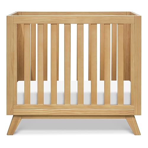 DaVinci Otto 3-in-1 Convertible Mini Crib with 4' Mattress in Honey, GREENGUARD Gold Certified - Jamouz
