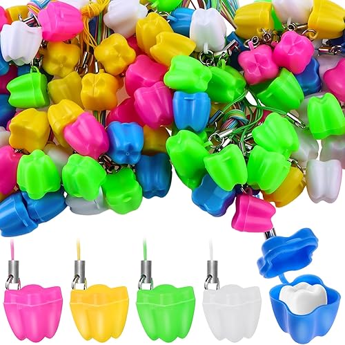 200-Piece Tooth Saver Necklaces, Tooth Necklace Little Box for Lost Teeth, Milk Teeth Storage Cases for Children Tooth Fairy Bag School Classroom Party Supply - Jamouz