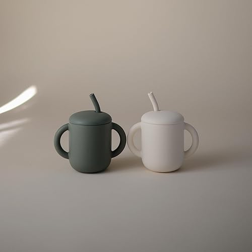 mushie 100% Silicone Training Cup & Straw for Toddlers | 6 Months+ (Soft Lilac) - Jamouz