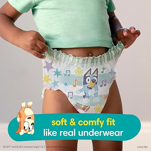 Pampers Easy Ups Bluey Pull On Training Pants Boys and Girls, 4T-5T, 104 Count with Sensitive Water Based Baby Wipes 4X Pop-Top Packs (336 Count) - Jamouz