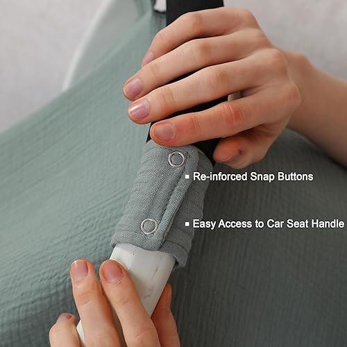 100% Muslin Cotton Car Seat Cover Baby, Carseat Canopy Cover, Universal Fit Stroller Covers for Boys and Girls (Roman Green) - Jamouz