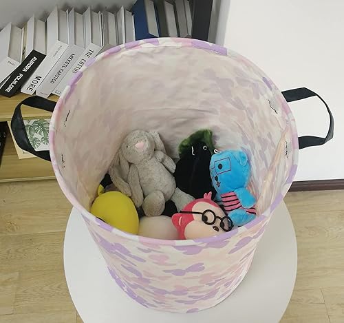 Butterfly Storage Basket Canvas Clothes Baby Laundry Basket Pink Gift Basket Laundry Hamper Storage Hamper for Kids Boys and Girls Room Decor - Jamouz