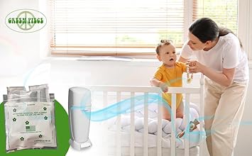 Green Piece® 12 Pack - Overstuffed - All-Natural Baby Diaper Pail Deodorizer | Activated Charcoal Air Purifier Compatible with Diaper Pails, Shoe Closets, Trash Cans, Pets - Made in The USA - Jamouz