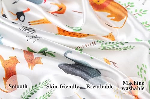 Satin Nursing Pillow Cover Set - 2 Pack Ultra Soft Silk, Compatible with Boppy Pillow for Breastfeeding, Protects Baby Hair & Skin - Grey Arrows & Stars - Jamouz