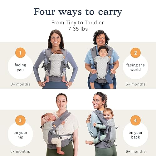 Beco Baby Carrier Gemini Newborn to Toddler-Front, Back and Hip Seat Carrier,Baby Carrier Backpack & Baby Front Carrier with Adjustable Seat,Ergonomic Baby Holder 7-35lbs (Grey) - Jamouz