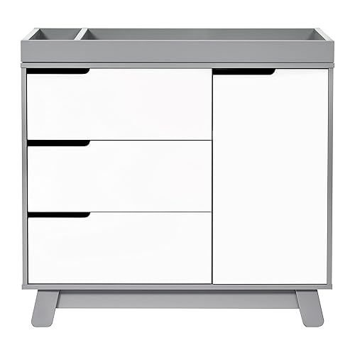 Babyletto Hudson 3-Drawer Changer Dresser with Removable Changing Tray in Washed Natural and White, Greenguard Gold Certified - Jamouz