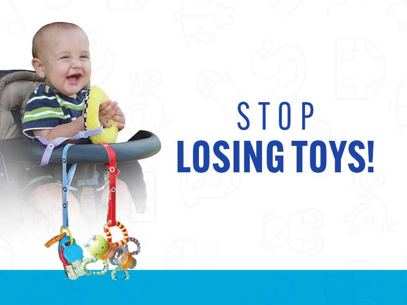 Baby Buddy Secure-a-Toy, Adjustable Pacifier and Teether Strap for Stroller, Highchair