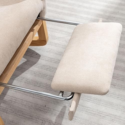 Nursery Rocking Chair with Retractable Foot Rest Glider Rocker Accent Chair Padded Seat with High Backrest Armchair Comfy Side Chair for Living Room Bedroom Offices (Gray) - Jamouz