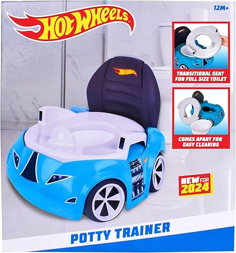 Hot Wheels Blue Race Car Potty Training Toilet, Includes Detachable Toddler Toilet Seat and Kids Potty, Ages 12 Months and Up - Jamouz