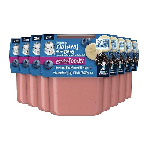 Gerber 2nd Foods Banana Blackberry Blueberry 4 Ounce Tubs, 2 Count (Pack of 8) - Jamouz