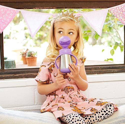 Munchkin Cool Cat Sippy Cup for Toddlers, Stainless Steel Straw Cup, 8 Ounce, Pink - Jamouz