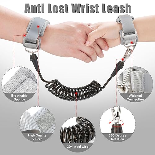 Toddler Leash-Baby Walking Safty Harness and Child Anti Lost Wrist Link for Girls/Boys Travel (Green) - Jamouz