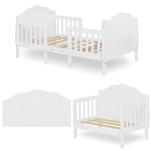 Rose 3-in-1 Convertible Toddler Bed in Blush Pink, Greenguard Gold Certified, JPMA Certified, Safety Rails, Made of Sustainable New Zealand Pinewood - Jamouz