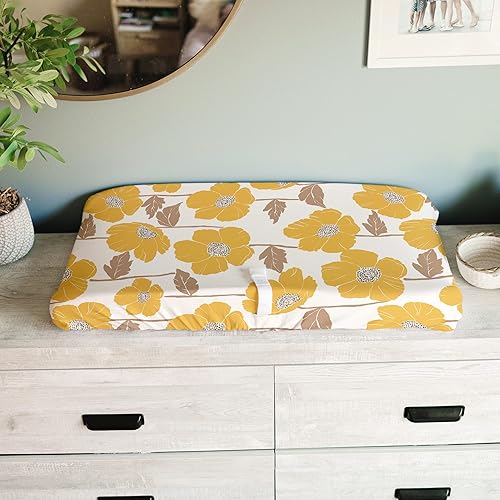Baby Changing Pad Cover 2-Pack for Girls (Fleurette) - Premium Fitted Sheets Baby Diaper Changing Table Cover - Buttery Soft Cotton Blend - Jamouz
