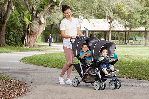 Graco DuoGlider Double Stroller | Lightweight Double Stroller with Tandem Seating, Glacier - Jamouz