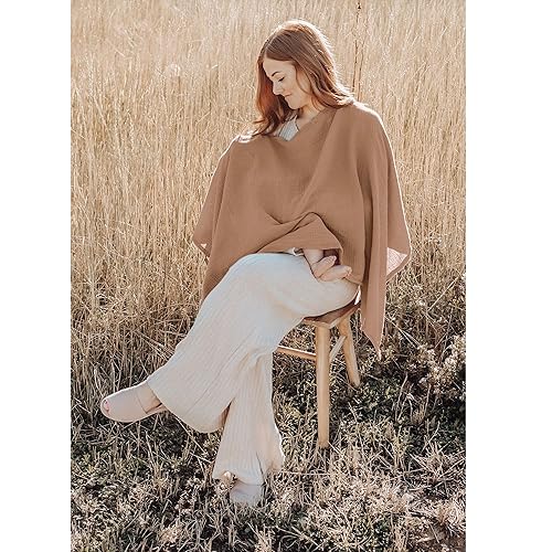 Konssy Muslin Nursing Cover for Breastfeeding, 360° Full Privacy Breathable 100% Cotton Breastfeeding Cover, Multi-use Carseat Canopy - Jamouz
