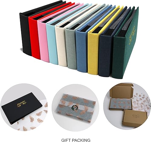 Holoary Small 4x6 Photo Album, Linen Hard Cover, Holds 50 Photos, Black Page Traditional Book Bound, Mini Brag Book Baby Album, Ideal For Wedding, Family Pictures, Gifts, Anniversary (Sky blue) - Jamouz