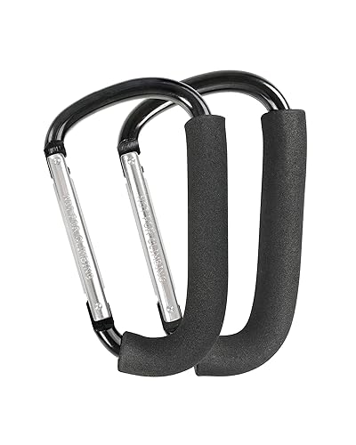 Stroller Hooks, 6.3' Large Stroller Clip, 2 Pack Stroller Hooks for Hanging Bags and Shopping, Stroller Accessories for Mommy, Large Carabiner - Jamouz