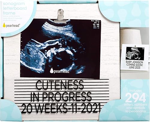 Pearhead Classic Wooden Letterboard, Baby Keepsake Clip Photo Frame, Wooden - Jamouz