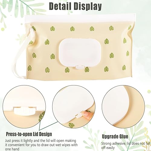 FEBSNOW 4 Pack Baby Wipe Dispenser, Portable Refillable Wipe Holder, Baby Wipes Container, Wipe Dispenser, Reusable Travel Wet Wipe Pouch (Geometric) - Jamouz