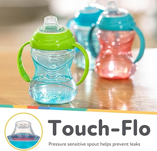 Nuby Clik-It Soft Spout No-Spill Training Sippy Cup with Handles - (3-Pack) 10 Oz - 4+ Months - Neutral - Jamouz